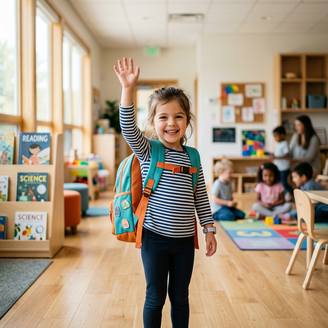 Happy child ready for a demo class